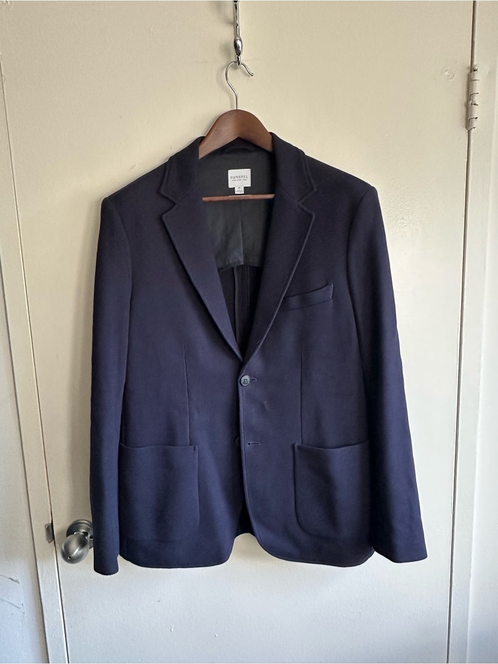 Sunspel Navy Travel Blazer Cotton US M